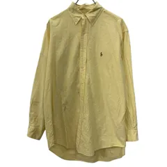 RALPH LAUREN 長袖 無地シャツ L イエロー ラルフローレン ボタンダウン ボタン 刺繍ロゴ コットン100% 無地 シンプル 春物 a711-5310のサムネイル