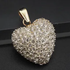 H836 ダイヤモンド風 ペンダント トップ ハート パヴェ ゴールド デザイン チャーム ヘッド