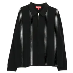 【最終価格】Supreme Vertical Zip Up L/S Polo Supreme Stripe Zip Up Polo Sweater Navy Men's - FW25 - US