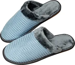 新品【 スリッパ 】ルームシューズ 暖かい 防寒 滑り止め ボア付き ブルー