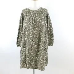 ショコラフィネローブ chocol raffine robe ワンピース ミニ 長袖 総柄 カーキ 緑 F *T863