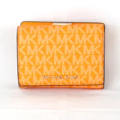 美品『USED』 マイケルコース JET SET TRAVEL コンパクトウォレット MKシグネチャー 三つ折り財布 レザー オレンジ