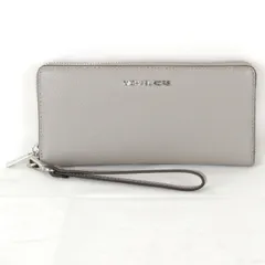 美品『USED』 マイケルコース JET SET TRAVEL コンチネンタルウォレット ラージ  長財布 レザー グレー