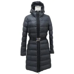 良品 MONCLER モンクレール NANTES Aライン ベルテッド ダウンコート ロングダウンジャケット サイズ0 ブラック レディース 古着 中古 USED
