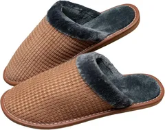 新品【 スリッパ 】ルームシューズ 暖かい 防寒 滑り止め ボア付き ブラウン