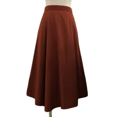 エニィスィス エニシス anySiS スカート フレア ロング ウエストゴム 無地 3 赤 オレンジ レッド