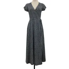 メゾンドリーファー MAISON DE REEFUR ワンピース フレア ロング カシュクール 花柄 半袖 38 紺 白 ネイビー ホワイトのサムネイル