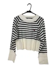 U.S. POLO ASSN. ユーエスポロアッスン ニット 長袖 ホワイト レディース ボーダー柄 S G4