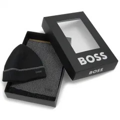 HUGO BOSS ヒューゴボス マフラー＆ニット帽 メンズ ギフトセット 50548858 001のサムネイル