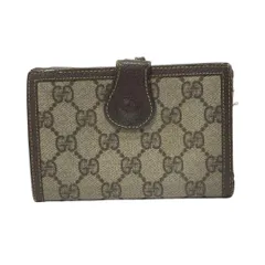 2784 GUCCI グッチ オールドグッチ 折り財布 スプリーム GG ブラウン レザー がまくち ヴィンテージ