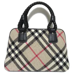 新品同様 BURBERRY バーバリー ノバチェック柄 ツイード ハンドバッグ ベージュ×ブラック レディース 古着 中古 USED