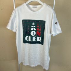 モンクレール 四角プリント ボックスロゴ Tシャツ M ホワイト 3S309