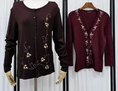 ビーズ装飾 刺繍カーディガン 春秋 レディースカーディガン