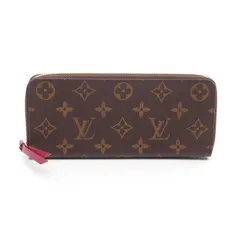 ルイ・ヴィトン LOUIS VUITTON ラウンド長財布 ポルトフォイユ クレマンス M60742 フューシャ レザー PVCコーティングキャンバス ポルトフォイユ・クレマンス レディース