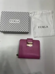 【中古品】 FURLAフルラ メトロポリス コンパクトウォレット 二つ折り財布 ピンク レザー ファッション小物 財布 箱 保存袋付き 現状品