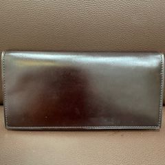 未使用級✨ガンゾ 二つ折り長財布 メンズ ダークブラウン レザー 