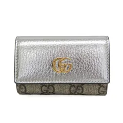 グッチ(Gucci) GGマーモント 456118 メンズ,レディース レザー GGスプリーム キーケース ベージュ,シルバー