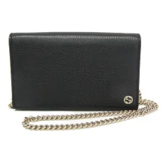 グッチ(Gucci) インターロッキングG 466506 レディース  カーフスキン チェーン/ショルダーウォレット ブラック