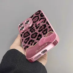 豹柄キティ柄 精致 高級感 iPhone 15/12/13 Pro Max/8/16 Plus 対応 メッキ加工 耐衝撃 全周り保護ケース  柄 ゴールド 落下防止携帯iphoneケース BulingBuling可愛い 2色 ピンク ブラウン