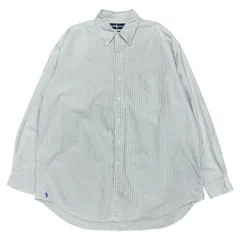 【USED/古着】ポロラルフローレン ストライプ オーバーサイズ 長袖 シャツ 無地 シンプル アメカジ (Lサイズ)