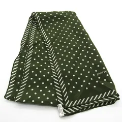 ピエールバルマン ストール スカーフ ドット柄 シルク ブランド 小物 レディース カーキ×ホワイト PIERRE BALMAIN 【中古】