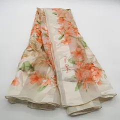 ピエールカルダン ストール スカーフ 花柄 シルク 日本製 ブランド 小物 レディース オレンジ×ベージュ Pierre Cardin 【中古】