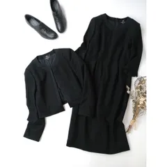 LANVIN NOIR ランバン ノワール 2P セットアップ ノーカラージャケット ワンピース スーツ 日本製 36/S 黒 ブラック (104Y＋5469)26A