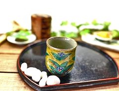 吉田屋風麦文・九谷焼】山上竹凰作 九谷焼ボトルサントリーウイスキー