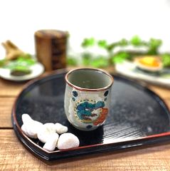 虎】九谷焼 秀山造 青の金彩 夫婦湯呑み茶碗セット - メルカリ