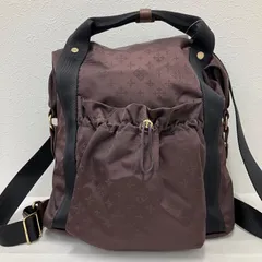 5898　良品　russet ラシット 3way　マルチway　ハンドバッグ　トートバッグ　リュック　バックパック　デイパック　茶　ブラウン　黒　ブラック　ゴールド　ナイロン　レザー　モノグラム　総柄　シャーリング