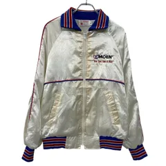 USA製 CELEBRITY STARS スタジアムジャケット M ホワイト マルチカラー ジップアップ 刺繍ロゴ スポーティー スタジャン 春物 a711-5454