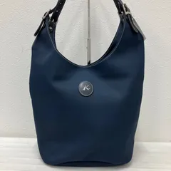 5846　Kitamura　キタムラ　元町ブランド ハンドバッグ　トートバッグ　ナイロン　レザー　紺　ネイビー　Kロゴ