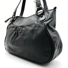 ✨良品✨ agnes b アニエスベー ハンドバッグ トートバッグ ショルダーバッグ Y2K ギャザー レザー 革 ブラック 黒色 レディース メンズ ユニセックス 男女兼用