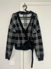 (断捨離/状態良し) チェック ニット カーディガン サイズ free