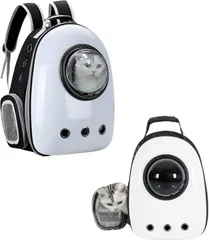 HAPPY SUGAR ペット リュック 小型犬 猫 キャリーバッグ ペットキャリー ペットバッグ ペット用品 旅行 お出かけ 通院 避難用 (ホワイト,  小型/中型)