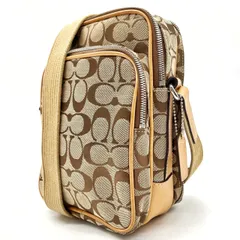 ?良品? COACH コーチ ショルダーバッグ トートバッグ ワンショルダーバッグ シグネチャー 総柄 キャンバス レザー 革 ベージュ 肌色 ユニセックス 男女兼用 メンズ レディース