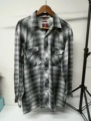 長袖チェックシャツ  ブラック  US古着