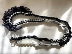 パラコード　スマホ　ショルダー　ストラップ　ハンドメイド　フリル　リボン　パールビーズ