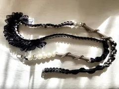 パラコード　スマホ　ショルダー　スマホ　ハンドメイド　フリルリボン　パールビーズ