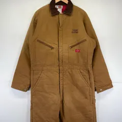 古着 ディッキーズ Dickies 長袖つなぎ オールインワン ワンポイントロゴ 中綿 42/44 TALL  ブラウン系 メンズ