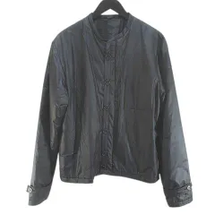 ヘルムートラング HELMUT LANG IL 36101 ノーカラージャケット 48 黒系 ブラック イタリア製 ジップアップ ボタン 裏地 無地 ヴィンテージのサムネイル