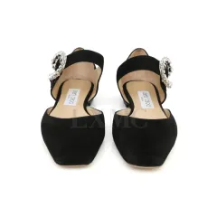 ジミーチュウ メリージェーン ブラック スリングバック キュービック フラットシューズ