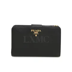 プラダ PRADA サフィアーノ 財布 コンパクト COMPACT ウォレット ブラック黒 PRADA 1ML225