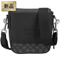コーチ COACH ショルダーバッグ ルーカス クロスボディ CO915 SVO1U チャコール シグネチャージャカード ブラック ぺブルレザー