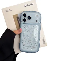 新品 きらきら 対応iPhone 17 Pro Max ケース クリア 透明 ラメ入り 星 キラキラ ウエーブ 波型フレーム かわいい 17 Pro Max用カバー 大人 可愛い デコレーション 女性 人気ブルー