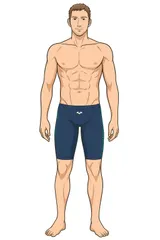 H441セールは1月末まで！韓国製♪アリーナ♪サイドロゴライン入りネイビーのスパッツタイプ男子競泳水着♪フィットネスやトレーニングや撮影用にも♪平置きウエストサイズ約31cm