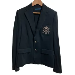 美品 Ralph Lauren ラルフローレン エンブレム刺繍 ブレザー テーラードジャケット サイズ8 ブラック レディース 古着 中古 USED