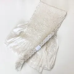 ［5905］帯締め 帯揚げ セット 草花文様 絞り シルバー 正絹 着物 帯絞め