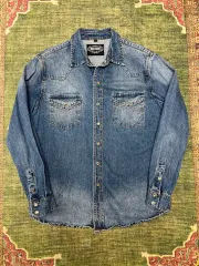 ヴィンテージ ウェスタン インディゴ デニムシャツ L (95-100)