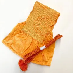 ［5909］帯締め 帯揚げ セット 菊花文様 絞り 金糸 正絹 着物 帯絞め